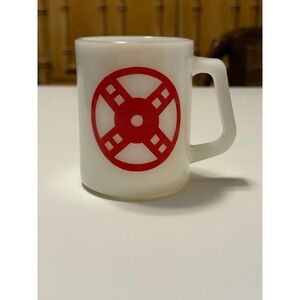 Federal Glass Milk Glass Mug 457th Transportation Battalion Fort Snelling MN Red